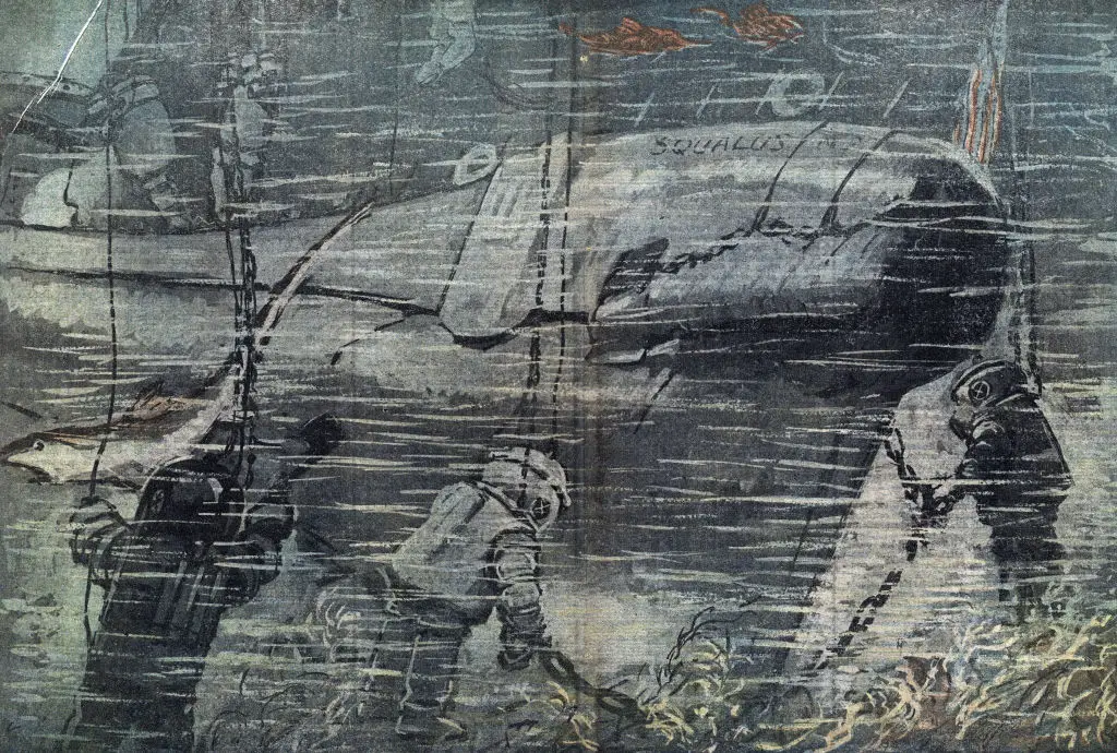 A depiction of the USS Squalus rescue published at the time (Bridgeman via Getty Images)