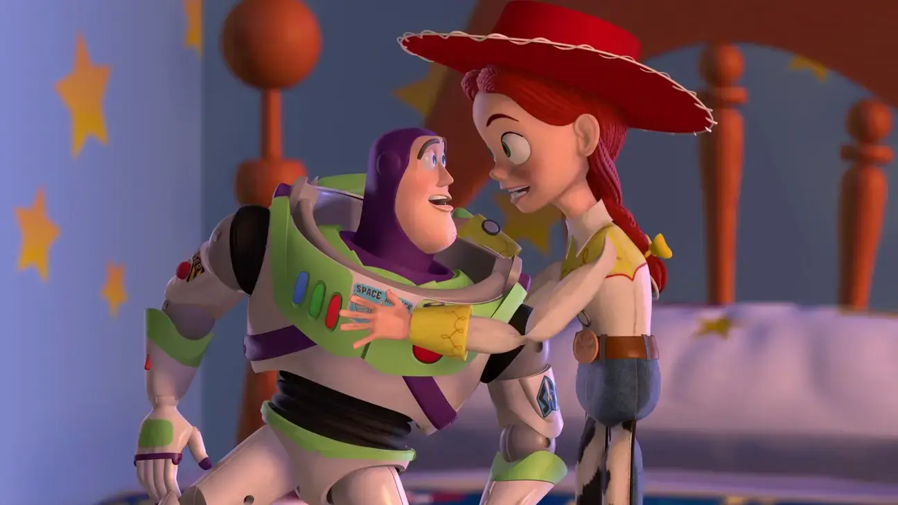 Buzz Lightyear gets a bit over-excited after watching cowgirl Jessie perform stunts around Andy's bedroom.