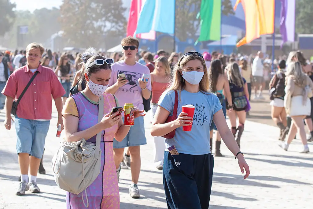 People with masks at All Points East (Joseph Okpako/WireImage)