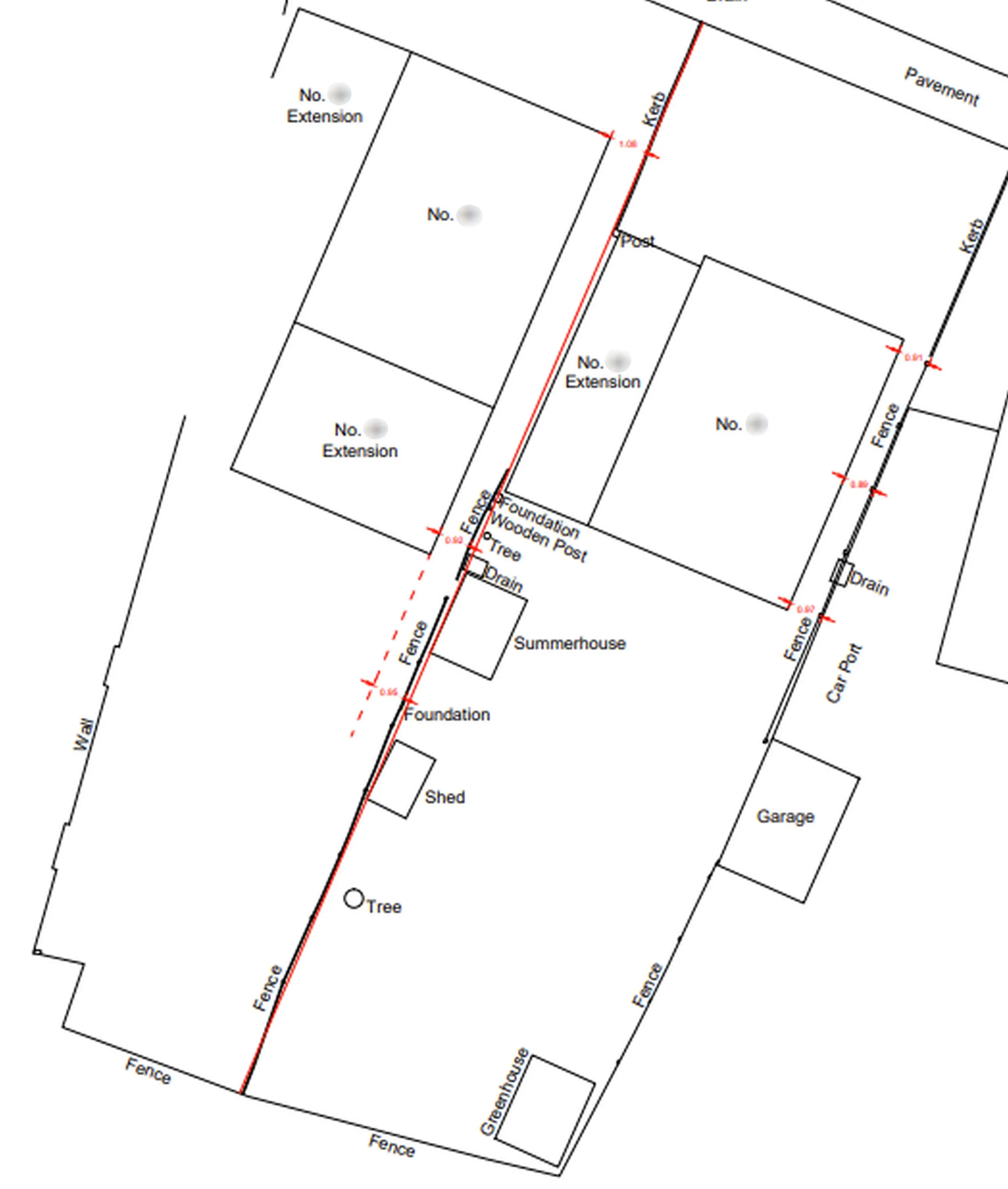 The neighbours have been feuding over just six inches of land.