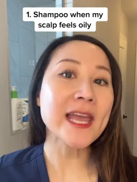 The dermatologist will wash when her hair is ready. TikTok/ @drjennyliu