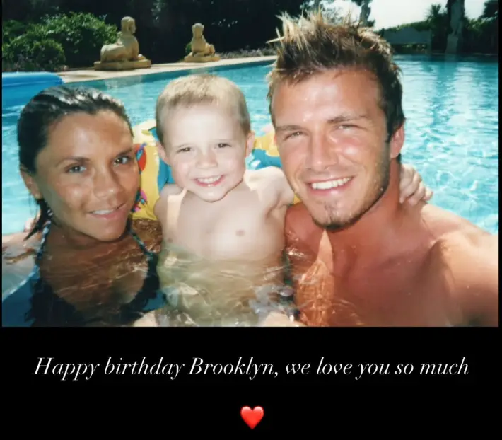 The pair shared old snaps with their son to mark his birthday. (Instagram/victoriabeckham)