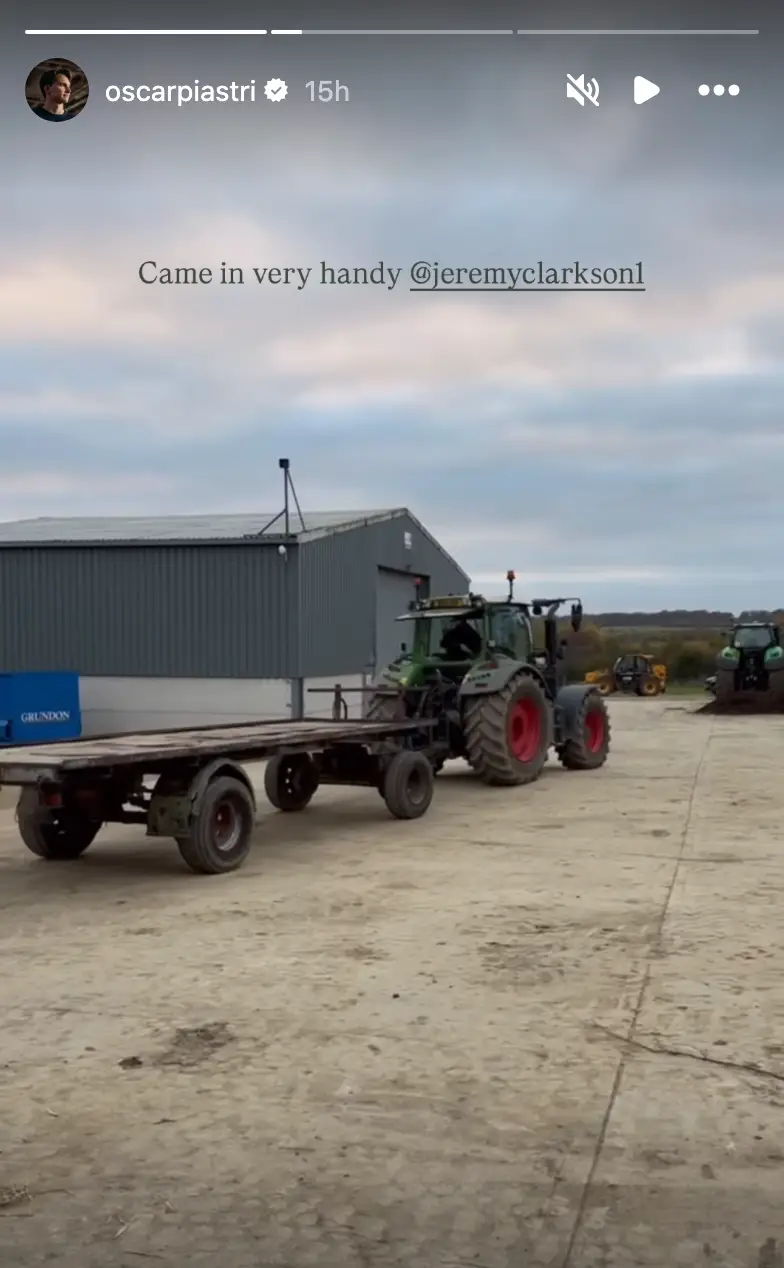 Piastri shows the evidence of his work down at Diddly Squat (Instagram / oscarpiastri)