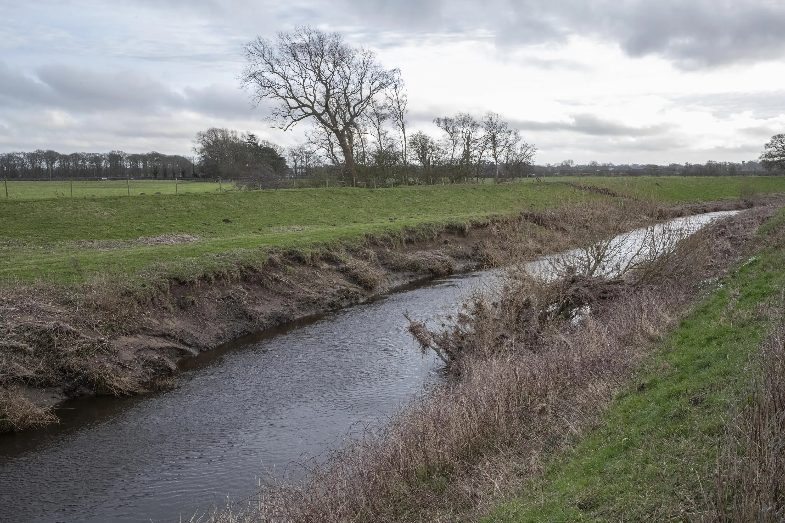 The River Wyre near St Michael's on Wyre, Lancashire.