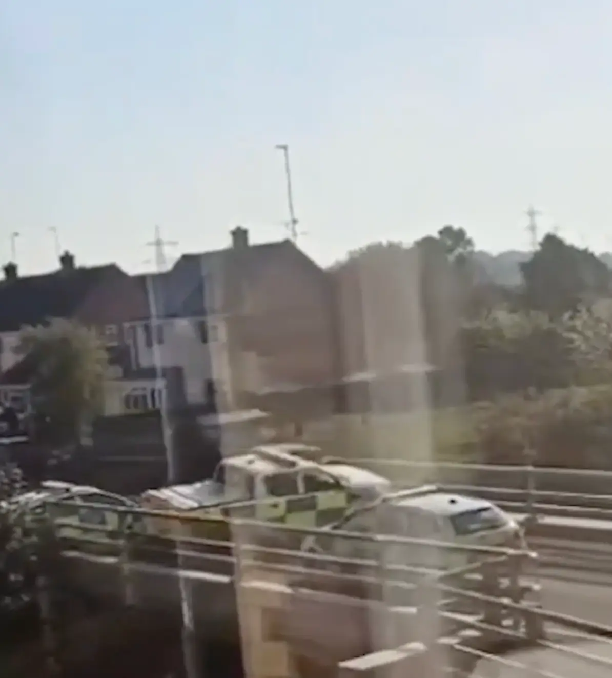 The military truck ploughed through a police roadblock.