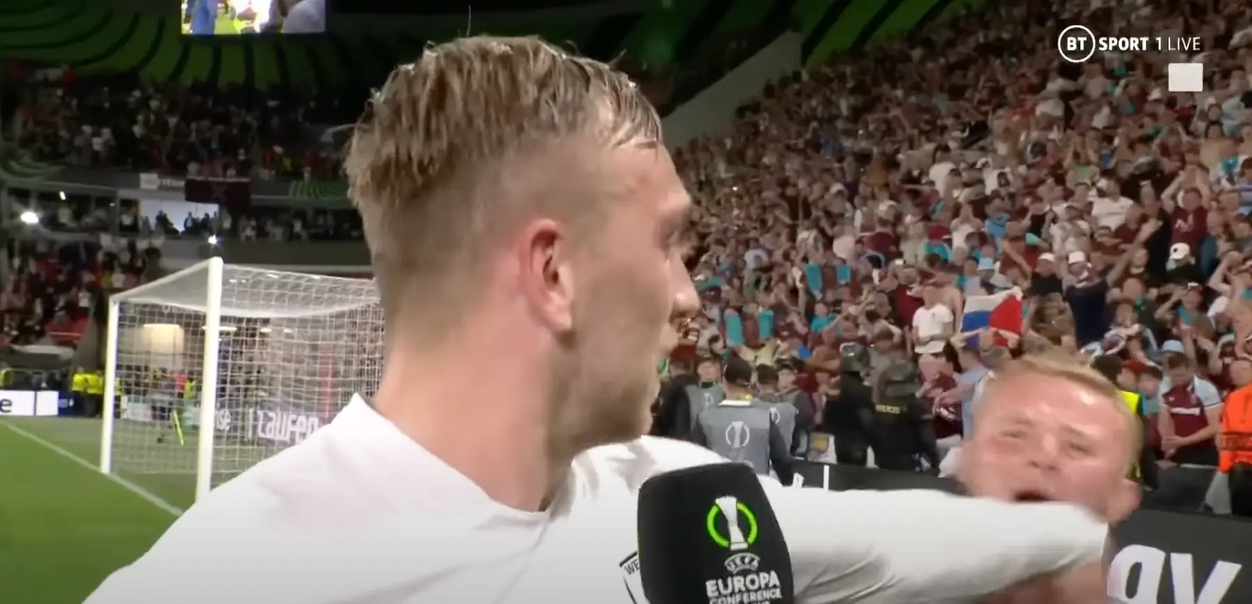 Bowen pushed away the fan as the interview began.