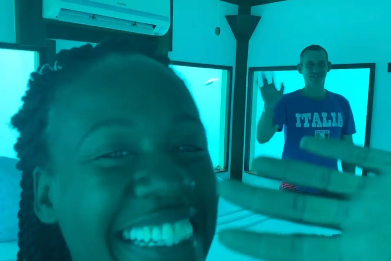 The pair were staying in an underwater room in Tanzania (Facebook/Kenesha Antoine)