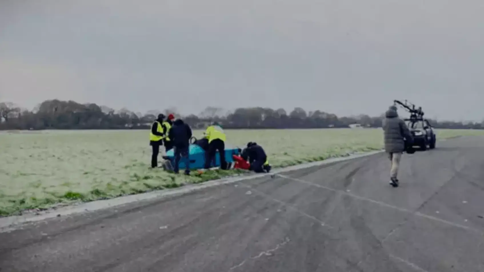 Footage from the aftermath of Flintoff's 2022 crash (Disney+)