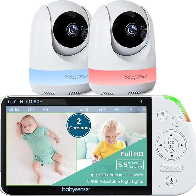 Babysense 5.5” 1080p Full HD Split-Screen Baby Monitor
