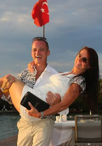 Carl Ratcliffe and Natalia Flynn travelled to Turkey for a eight day holiday last month, he's still not allowed to leave (SWNS)
