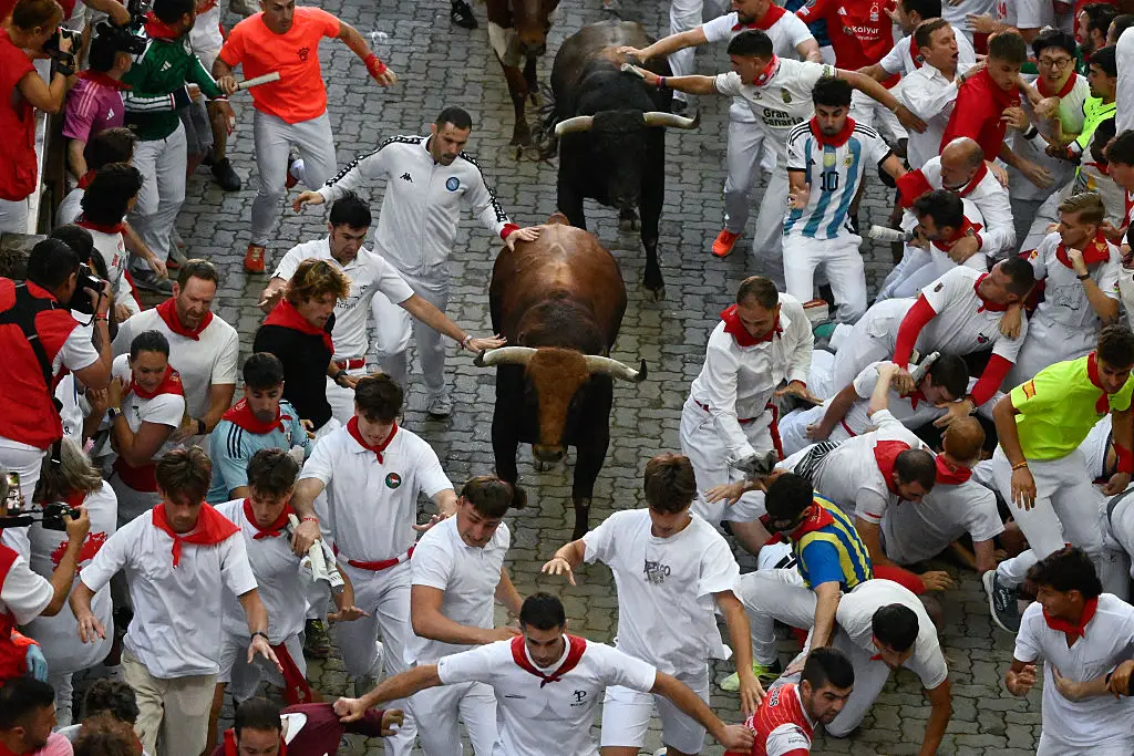People are frequently injured in the running (Miguel RIOPA / AFP via Getty Images)