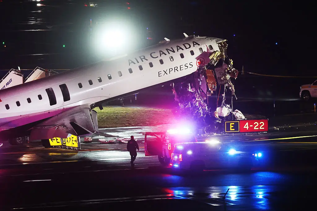 The Air Canada plane collided with a fire truck on the tarmac at LaGuardia Airport (Spencer Platt/Getty Images)