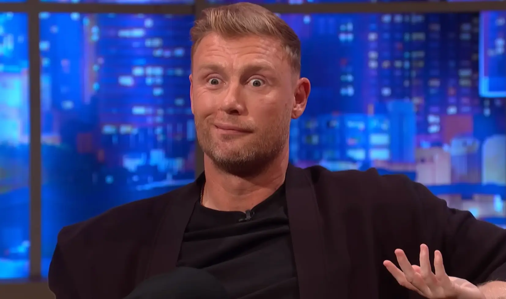 Flintoff chatted about his accident and the new doc. (ITV)