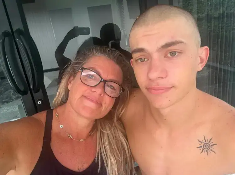 The mum says her son lost 10kg in a week and had his head shaved (GiveALittle)
