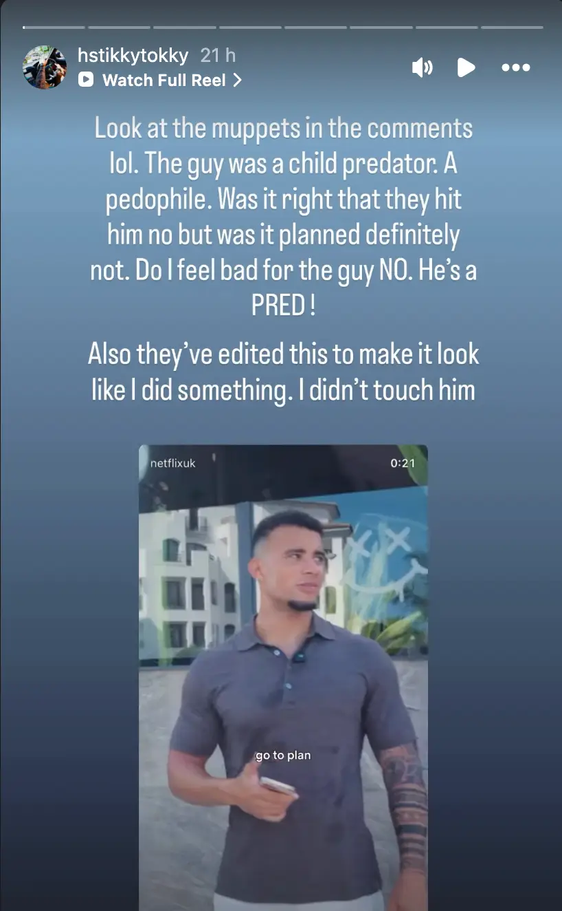 HSTikkyTokky, aka Harrison Sullivan, spoke out on Instagram (Instagram)