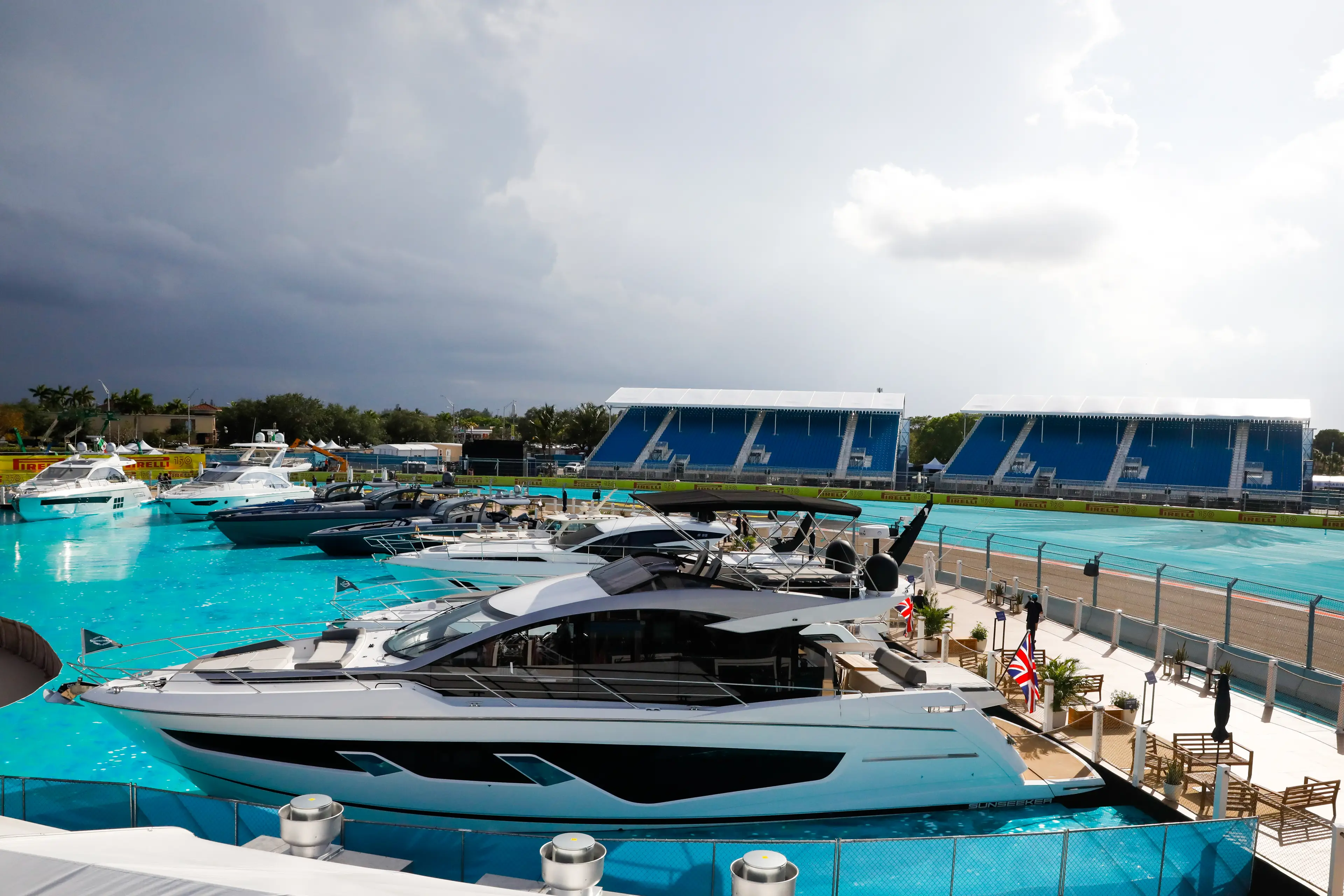 Yachts seen on the 'fake marina' at the 2022 Miami Grand Prix (Eva Marie Uzcategui Trinkl/Anadolu Agency via Getty Images)
