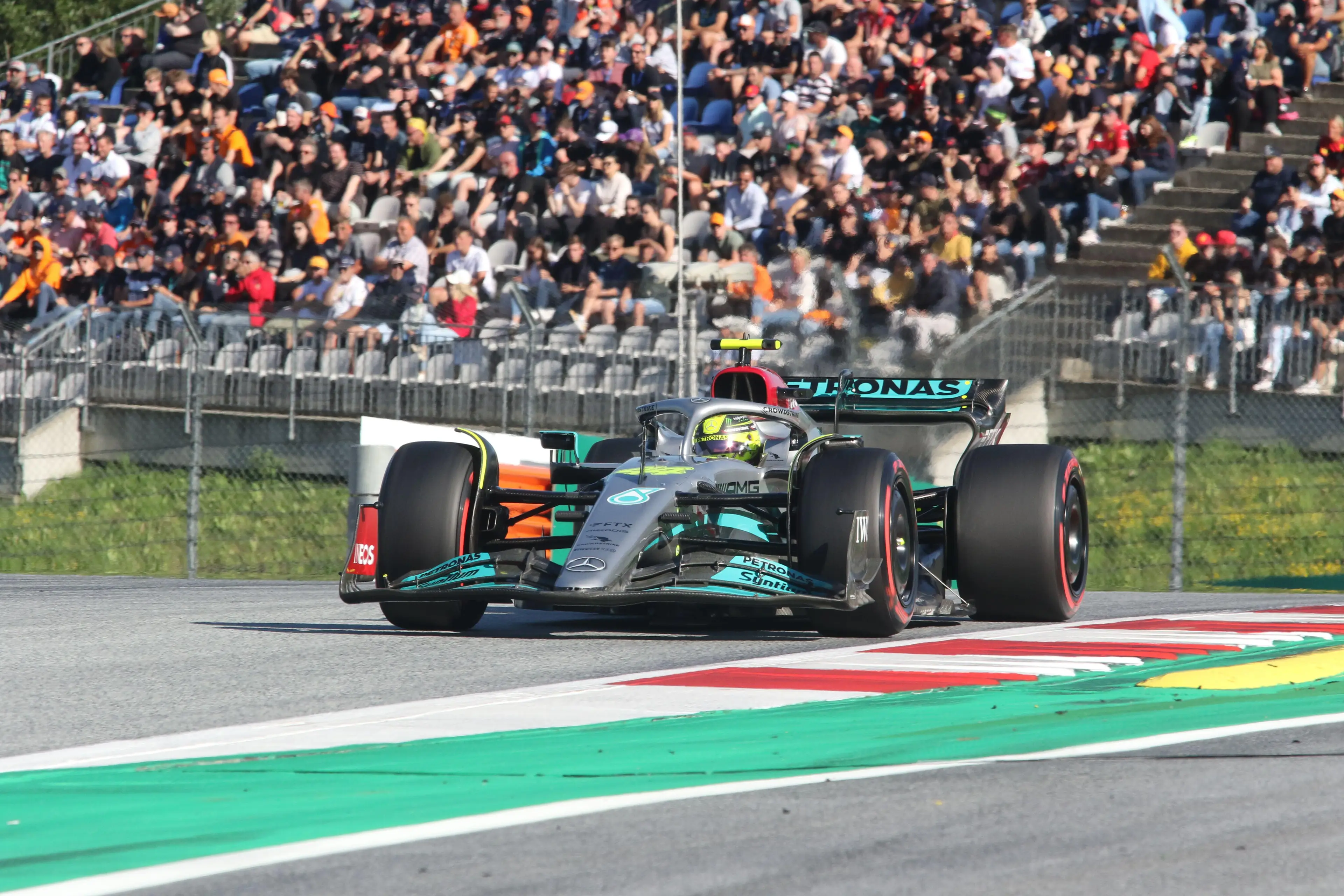 Lewis Hamilton in his Mercedes car at the Austrian Grand Prix.