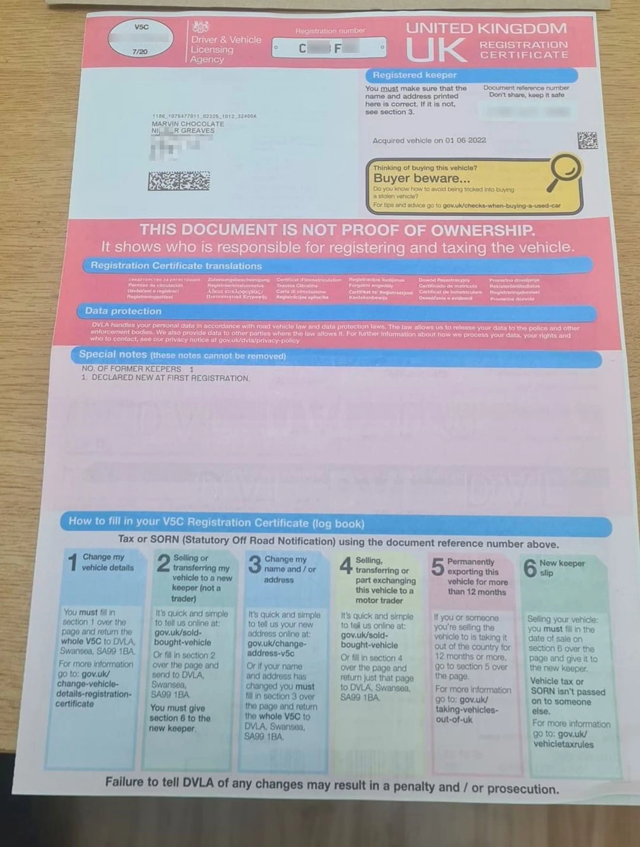 To add further insult, Marvin was sent another logbook with parts of his name replaced by racial slurs.