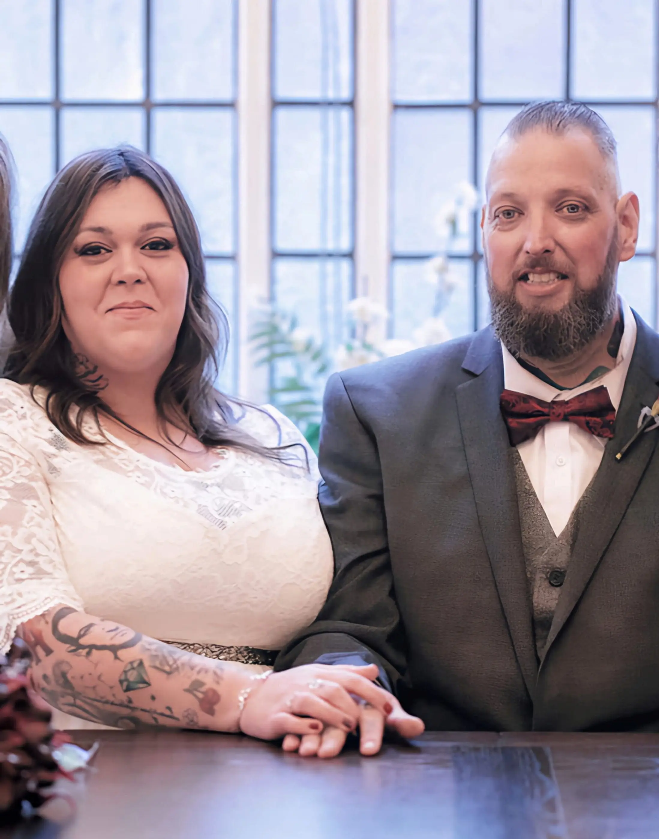 The pair were set to marry in August but wed early following his diagnosis. (SWNS)