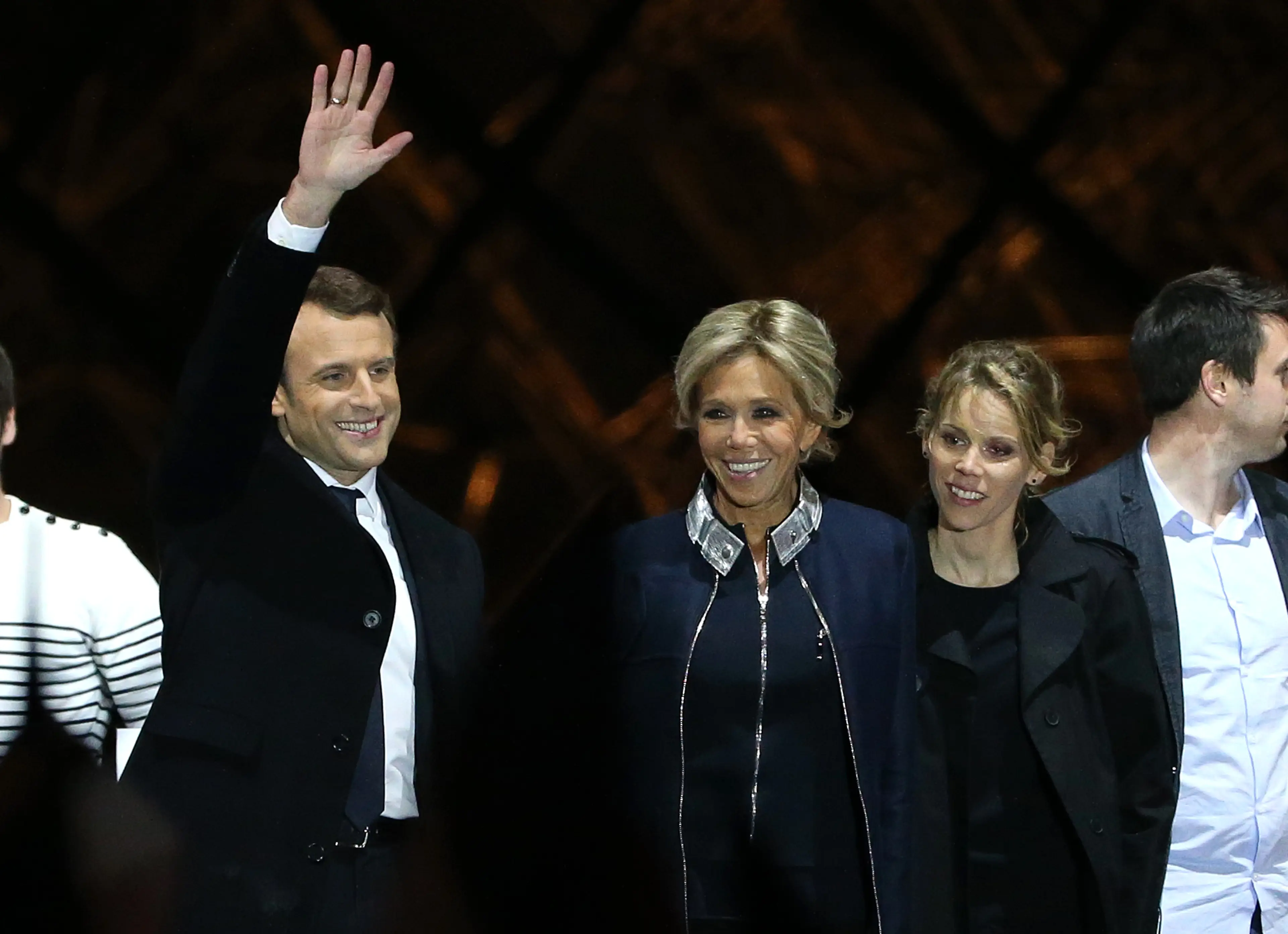 Emmanuel Macron pictured with his wife Brigitte and her daughter Tiphaine Auziere in 2017 (Jean Catuffe/Getty Images)