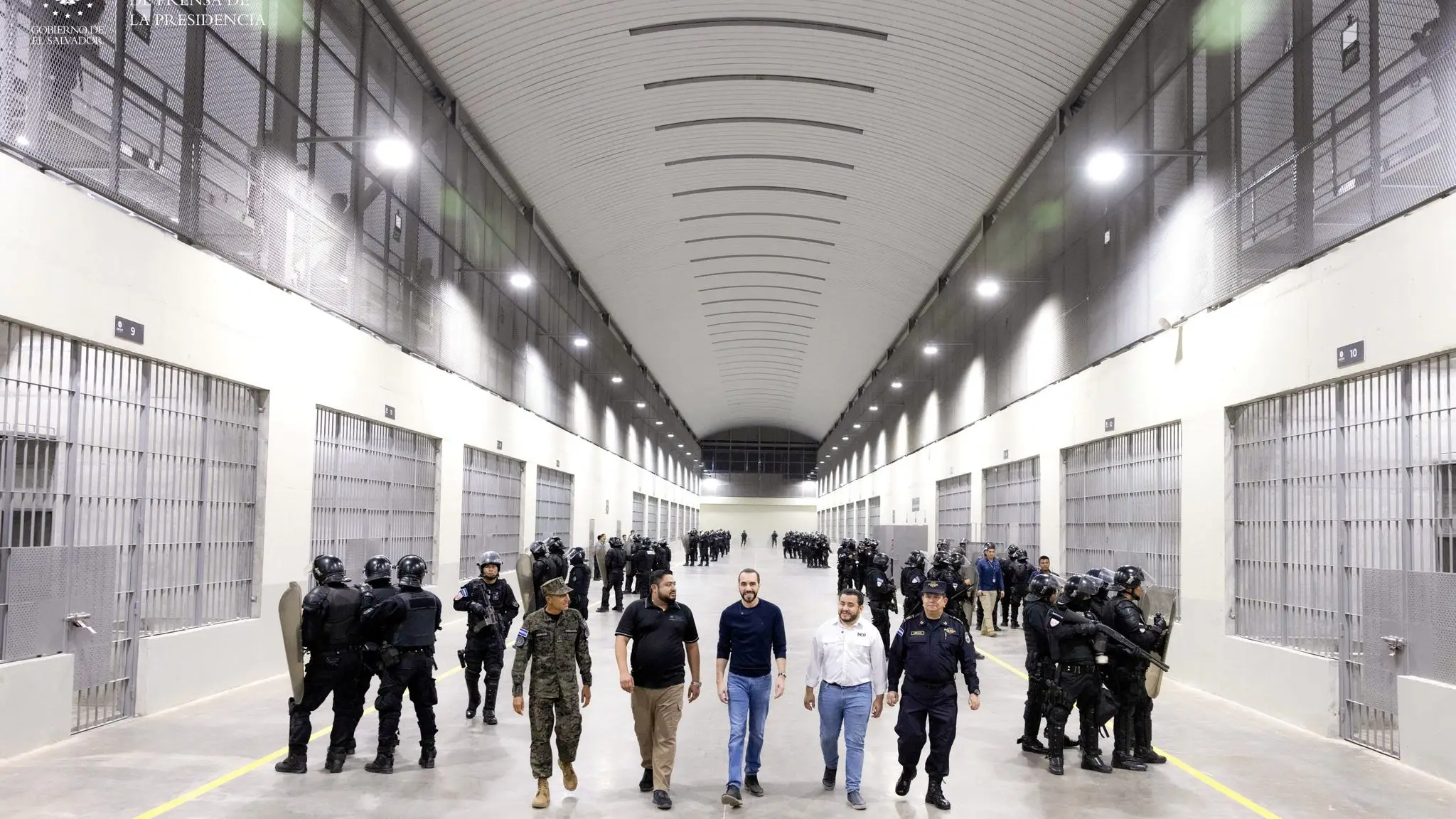 President Nayib Bukele was given a tour of the new prison.