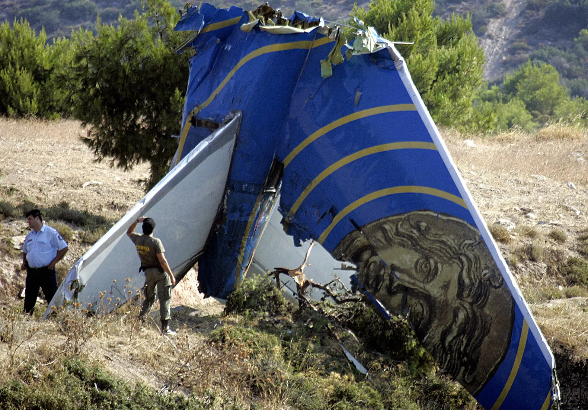 The aircraft crashed near the village of Grammatiko (LOUISA GOULIAMAKI/AFP via Getty Images)