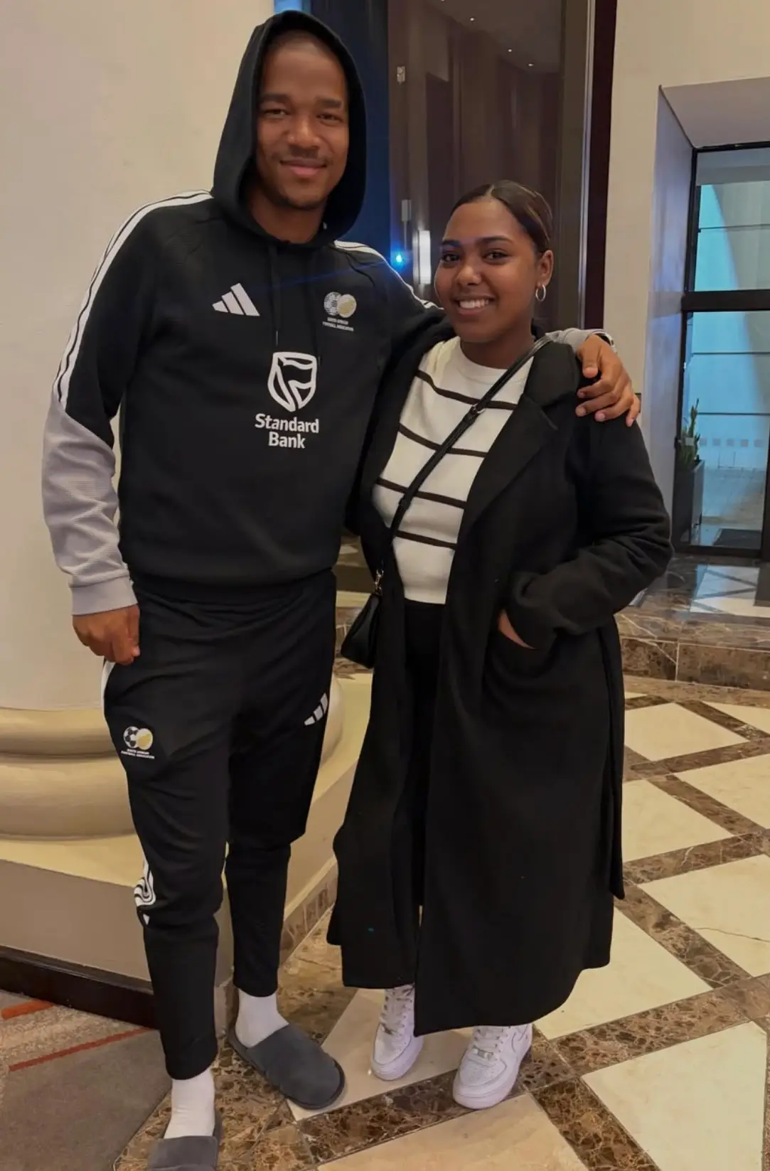 The late midfielder pictured with his partner Aqueelah Adendorf (Instagram/@aqueela_x)