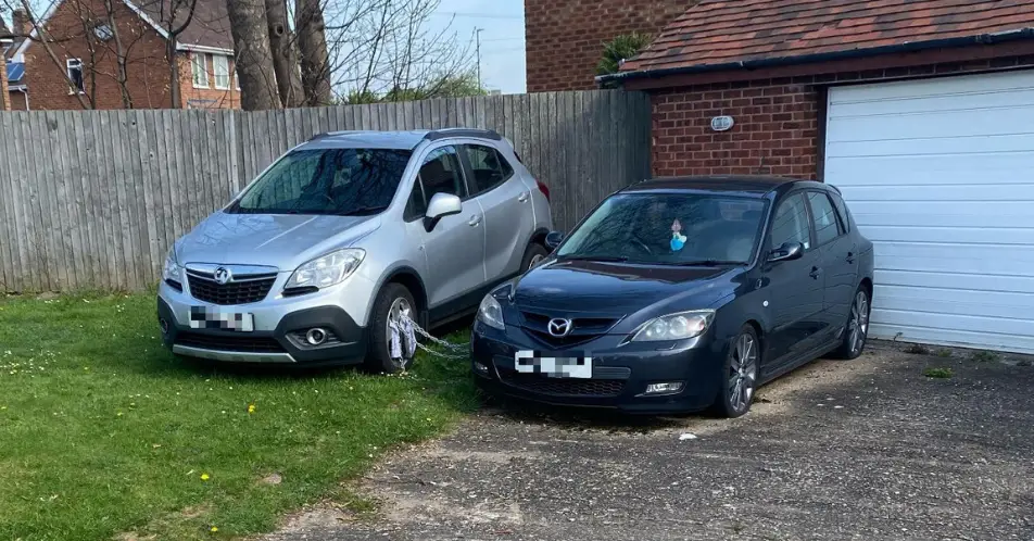Debbie and her partner are unable to move the car.