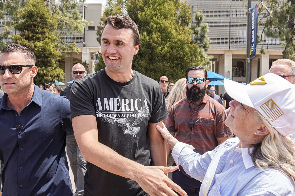 Charlie Kirk was assassinated while speaking about gun crime at a Utah university (Michael Ho Wai Lee/SOPA Images/LightRocket via Getty Images)