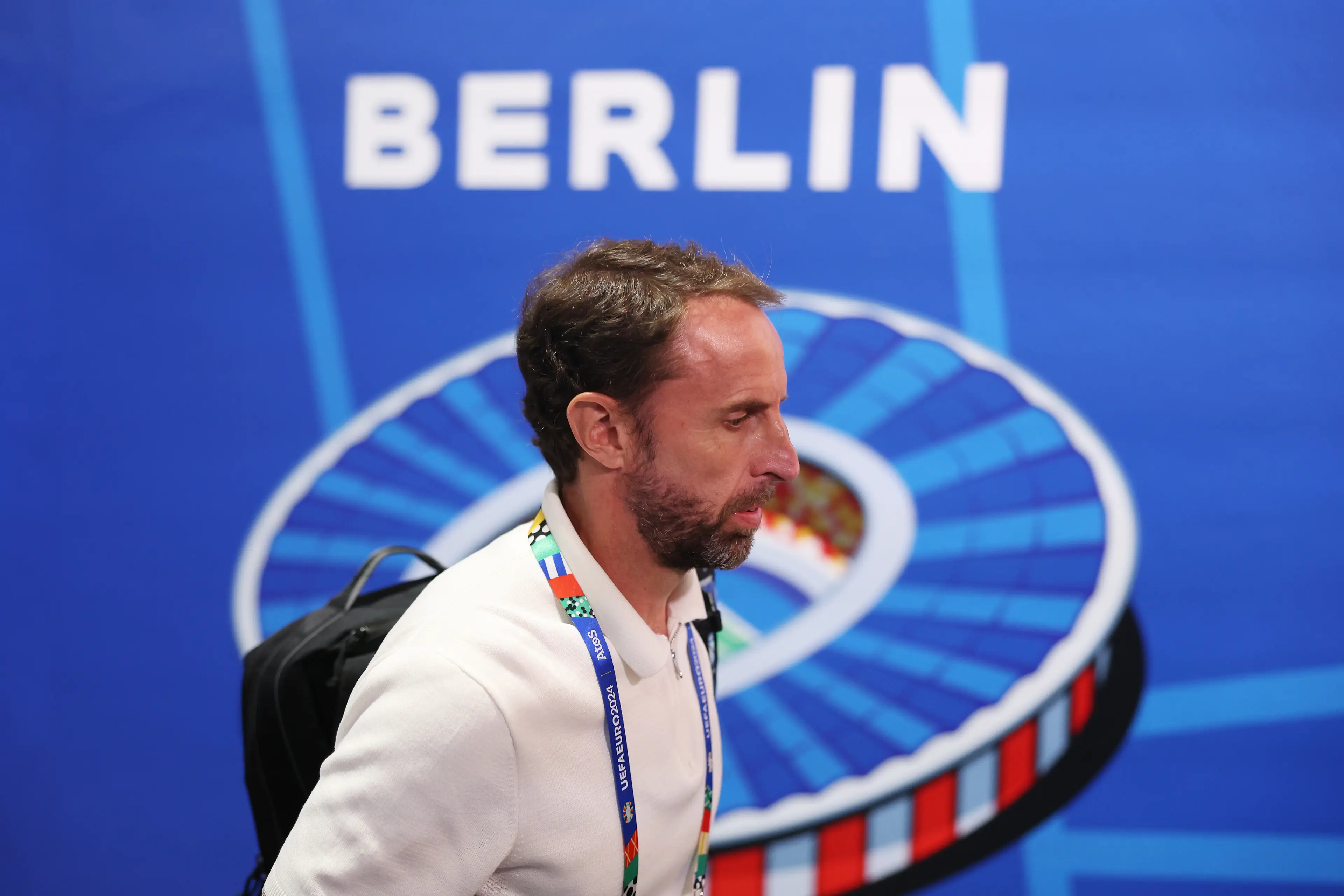 Gareth Southgate has chosen his England team for the Euro 2024 final, making just one change. (Alex Pantling - UEFA/UEFA via Getty Images)