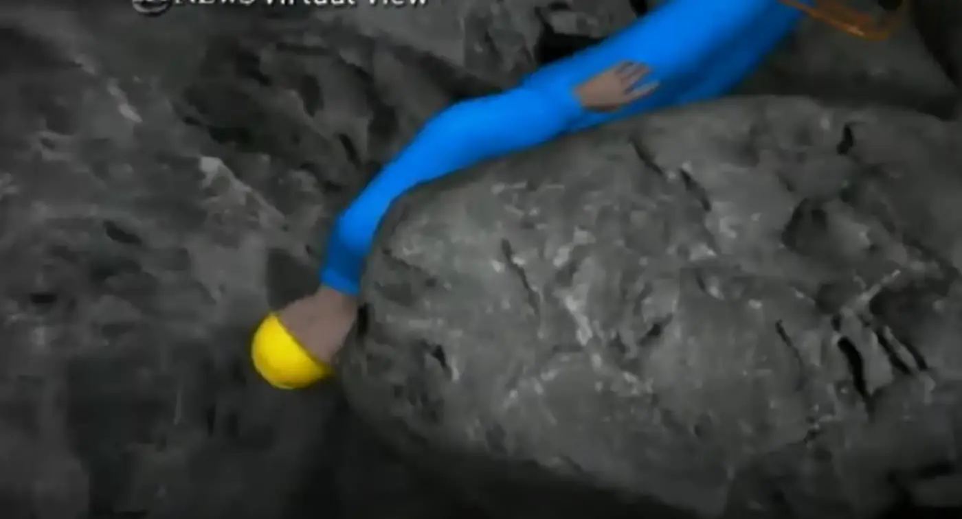 A simulation revealed how stuck the caver was in 2009 (ABC News)