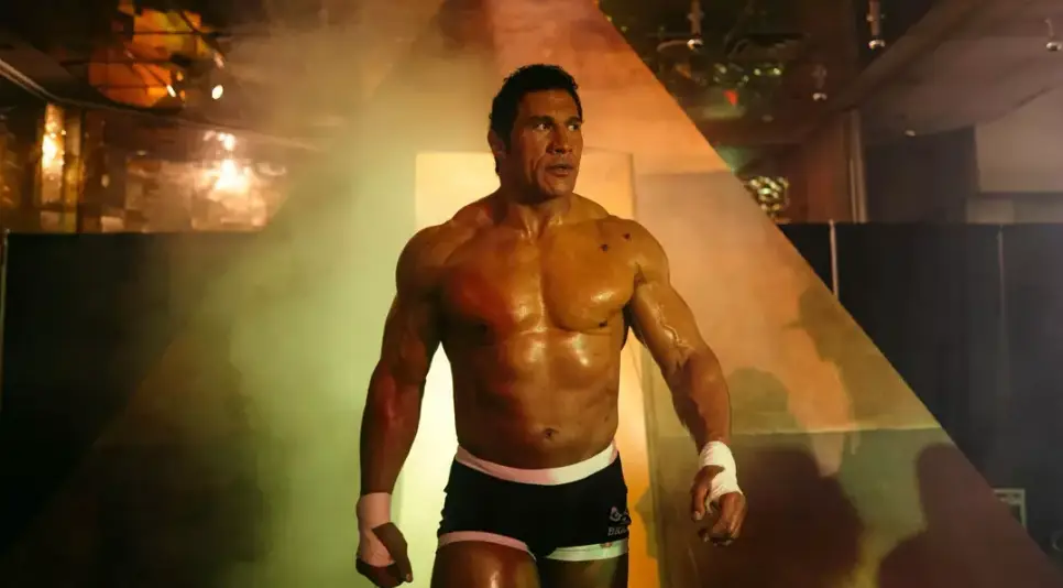 Dwayne Johnson as Mark Kerr in The Smashing Machine  (A24)