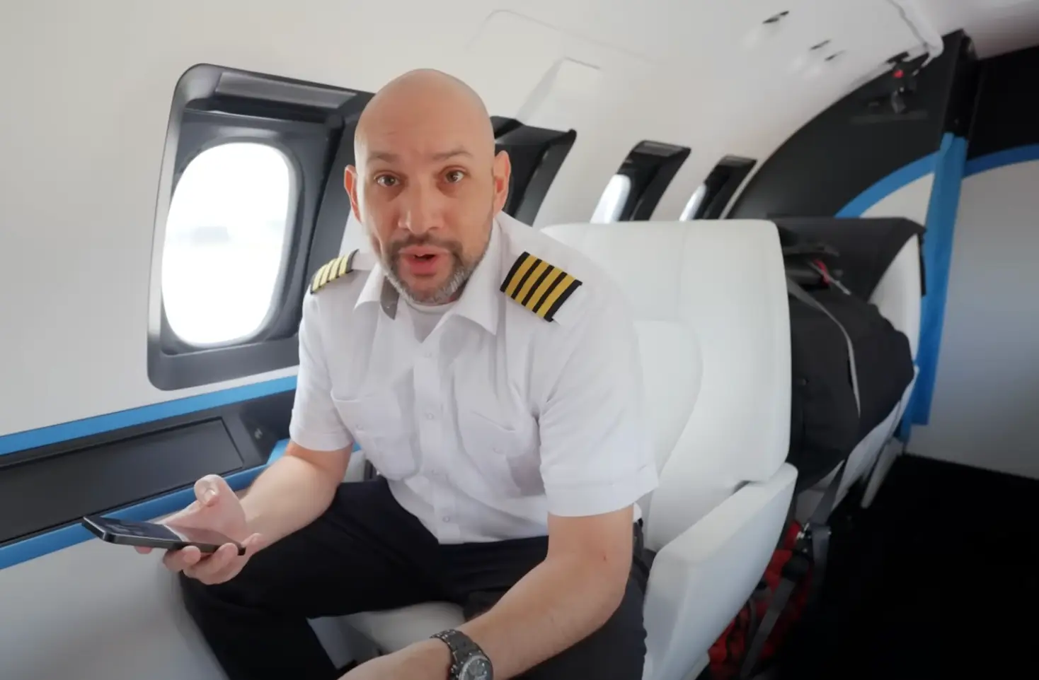 He had to make do with the amenities onboard the aircraft (YouTube/MrBeast)
