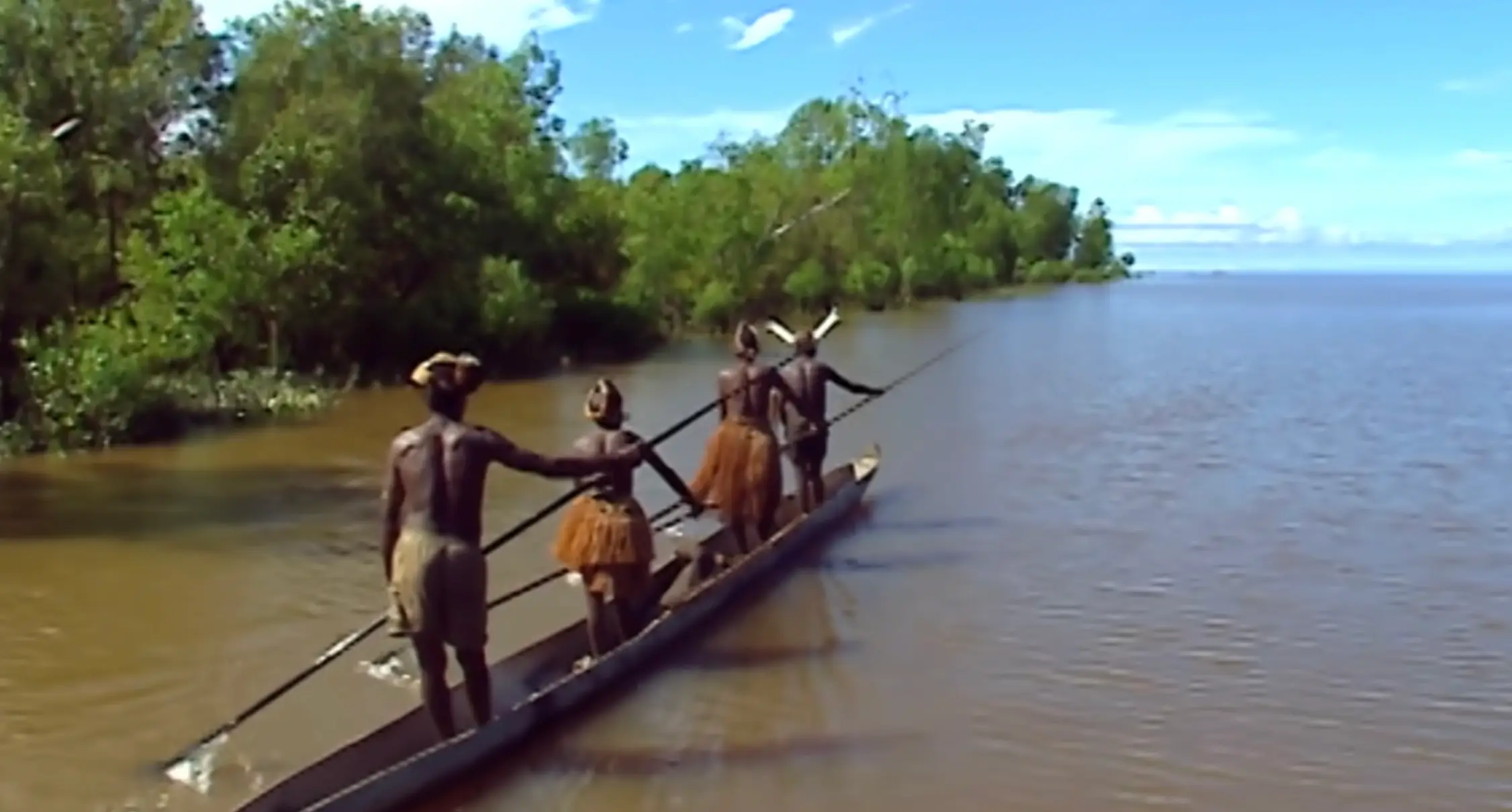 Extraordinary footage captured the Asmat people going about their daily business (YouTube/Slice)