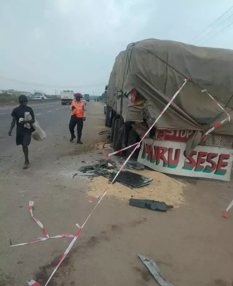 Police in Nigeria say the Lexus with Joshua in it hit a stationary truck after a blowout while overtaking (X/Federal Road Safety Corps)
