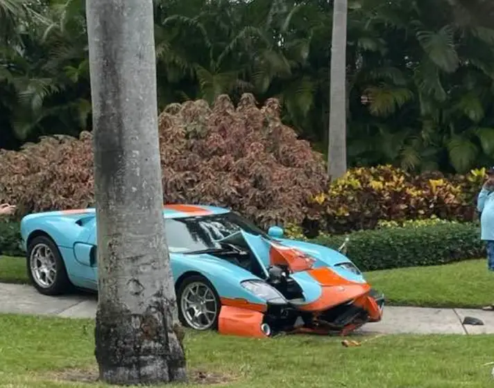 The driver lost control of the vehicle before hitting a tree.