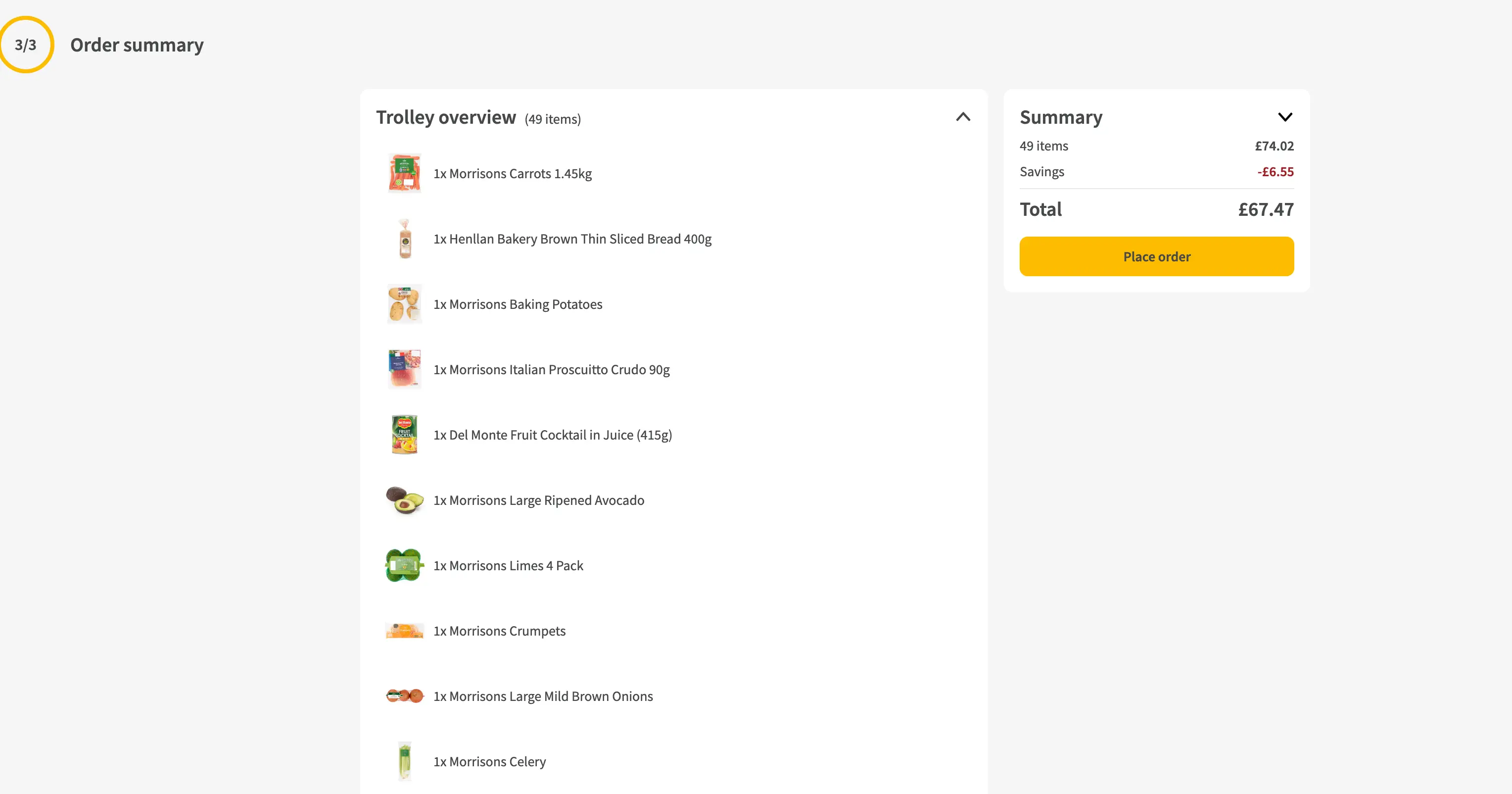 My online shop was nearly £70 