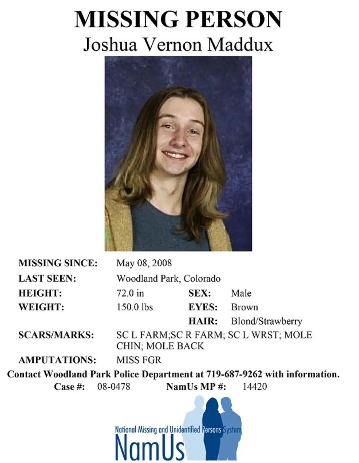 His remains were found in the foetal position in a chimney (NamUs)