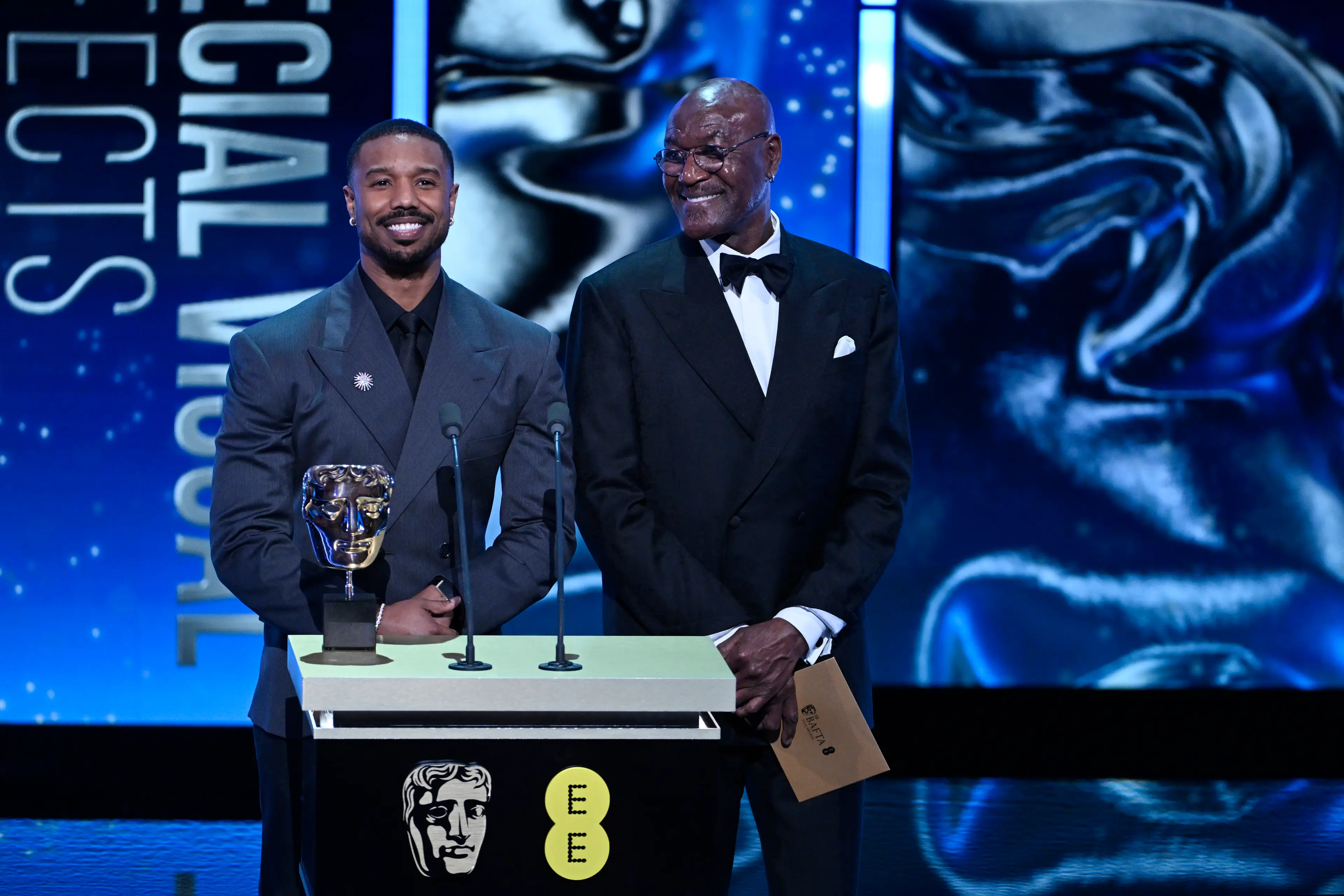 Michael B Jordan and Delroy Lindo were on stage when Davidson yelled out the racial slur (Stuart Wilson/BAFTA/Getty Images for BAFTA)