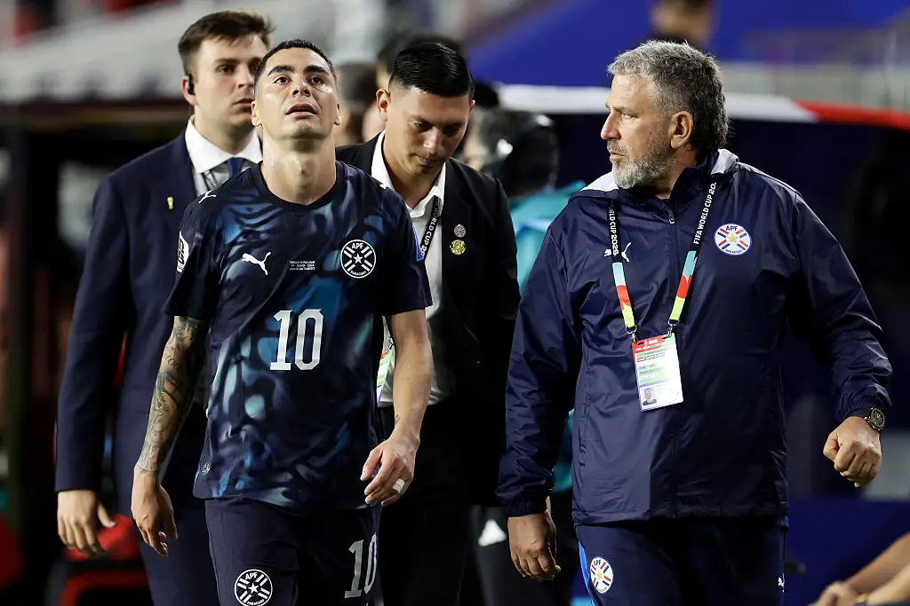 Almiron fell foul of the new red card rule (Eric Verhoeven/Soccrates/Getty Images)