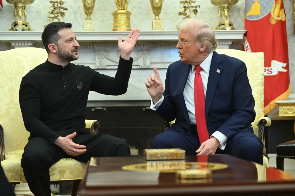Donald Trump and Volodymyr Zelenskyy will meet again today after their previous explosive chat at the White House in February (SAUL LOEB/AFP via Getty Images)