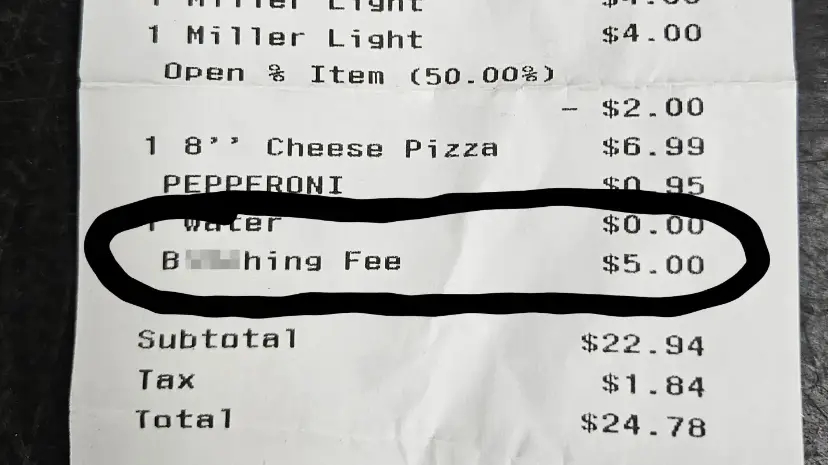 Customer left in shock after being charged 'b****ing fee' at restaurant for complaining