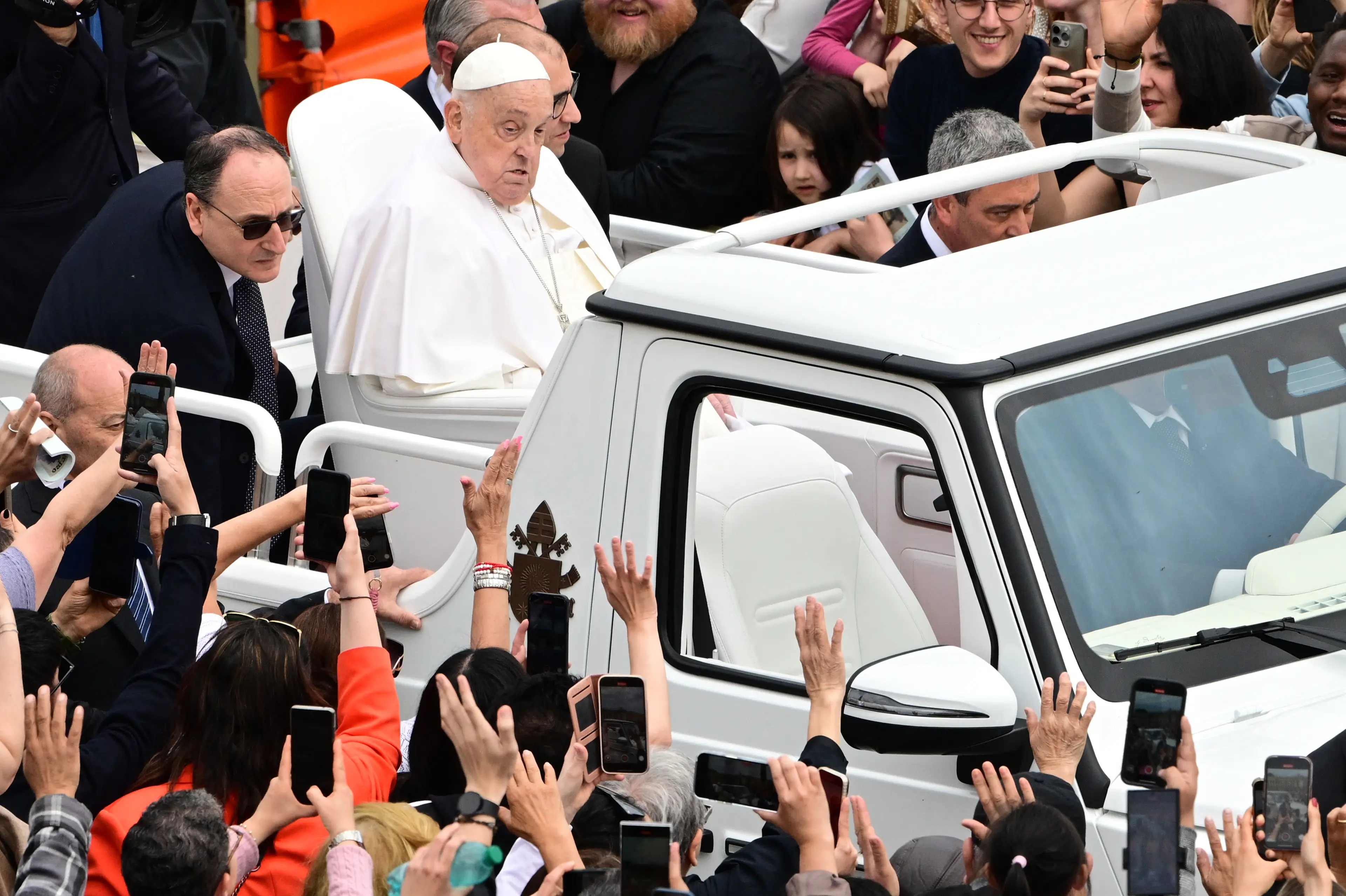 On the day before he died, Pope Francis visited St Peter's Square in the Popemobile (TIZIANA FABI/AFP via Getty Images)