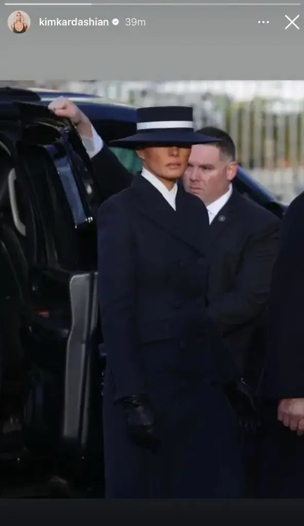 Kim, 44, uploaded a picture of Donald Trump's wife from this Monday's (20 January) inauguration (Instagram/@kimkardashian)