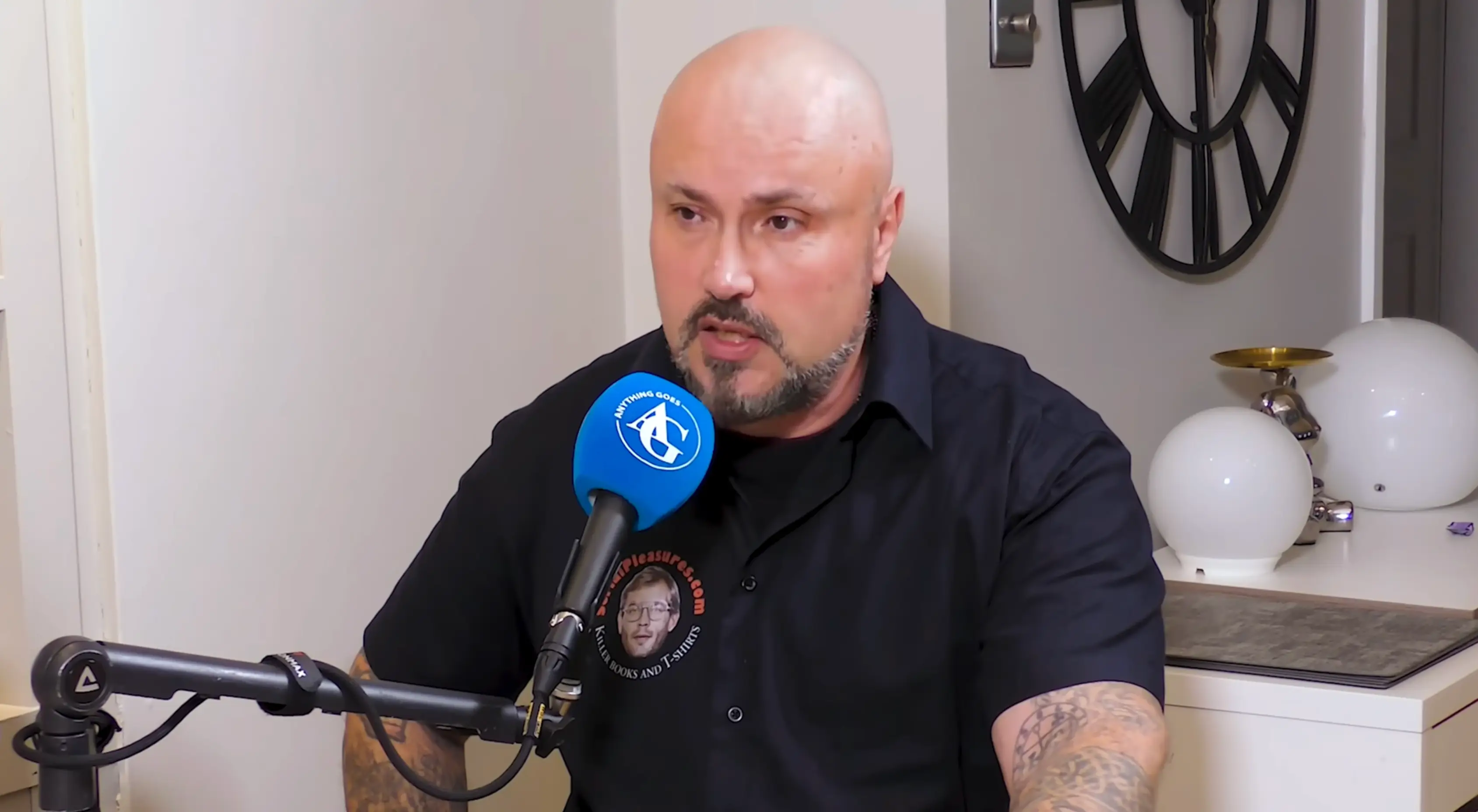 Claux says he saw images of a cannibal crime when he was 12 and started having fantasies about it (YouTube/Anything Goes with James English)