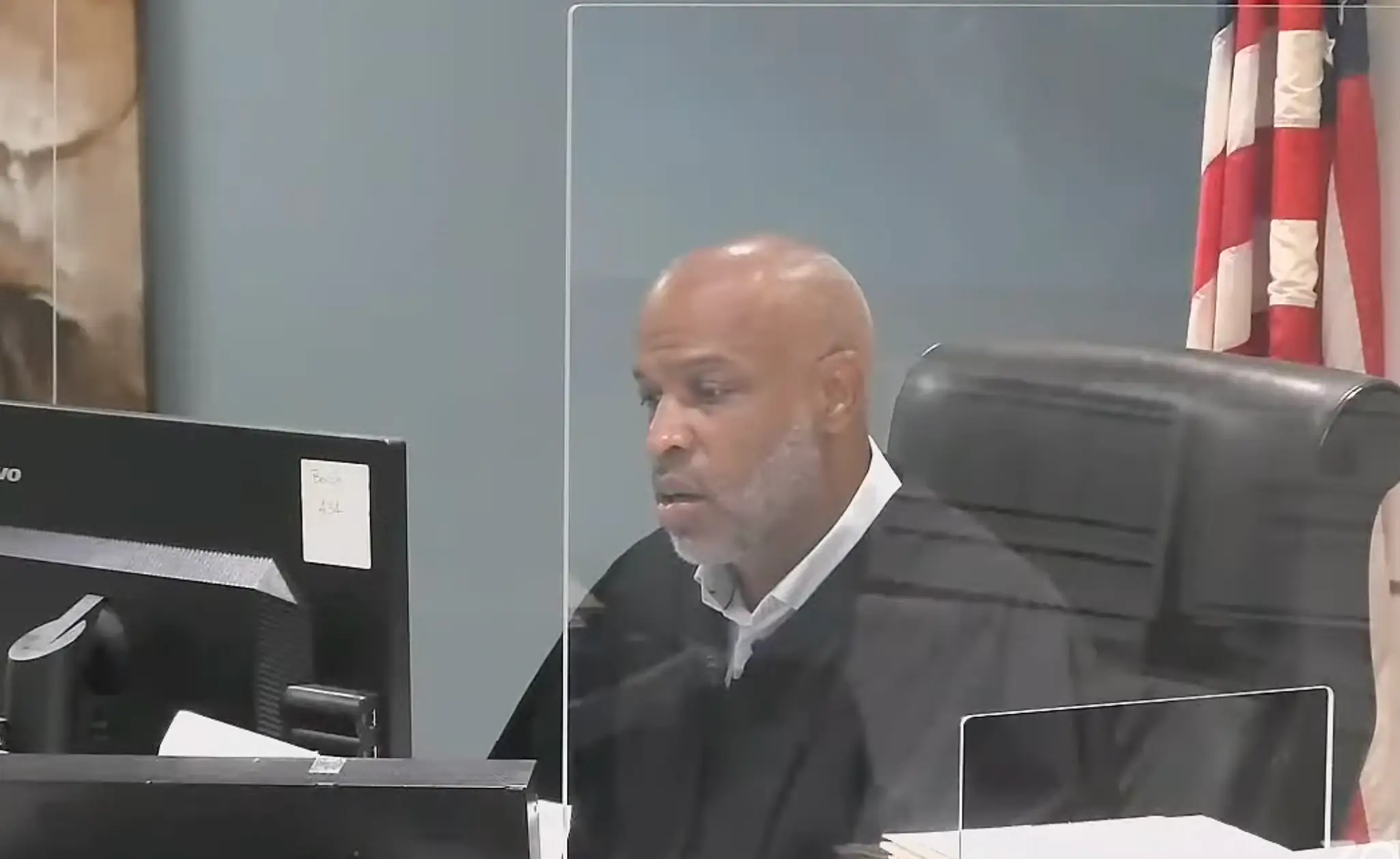 The judge was caught off guard by the officer's attire (YouTube/CTRM 434 36th District Court)