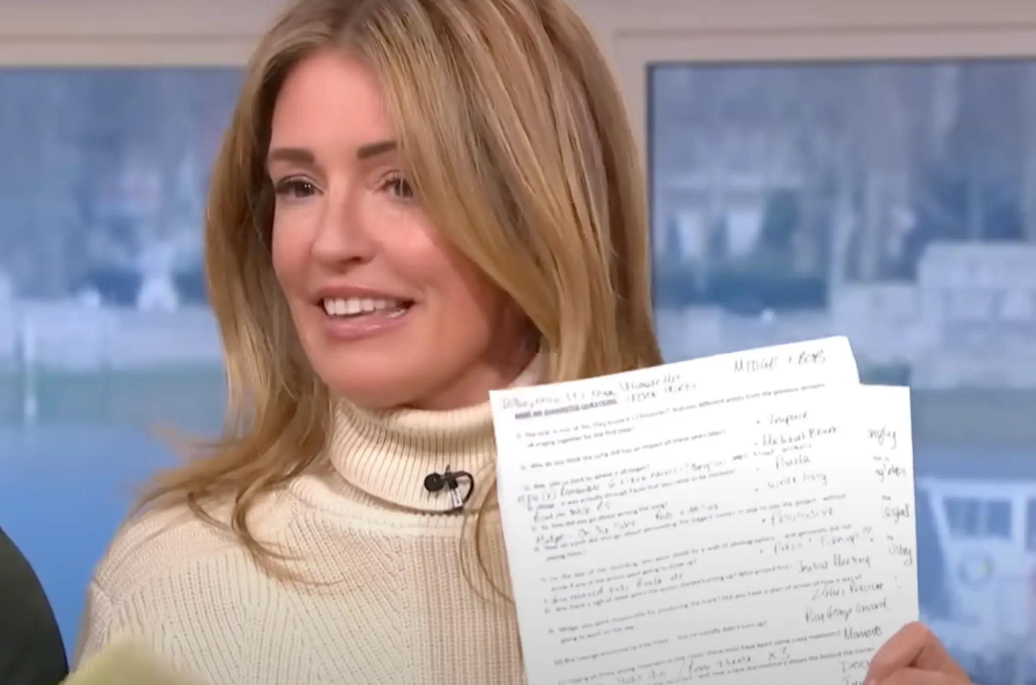 Deeley held up her notes to show she had been told it was a Channel 4 show (ITV)