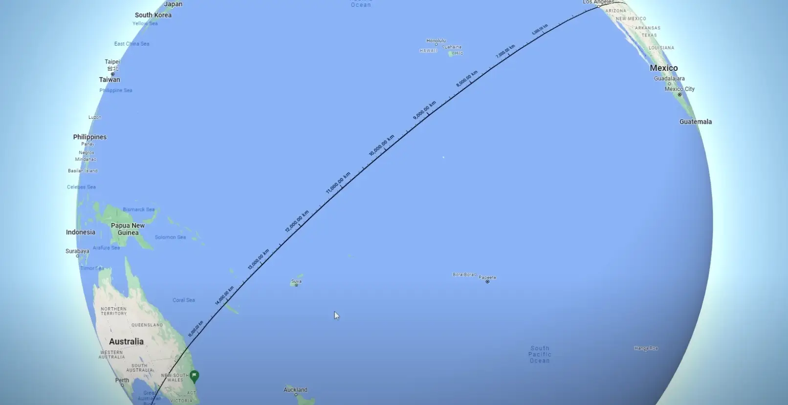 The Pacific Ocean's size can't be underestimated (YouTube/Airplane Mode)