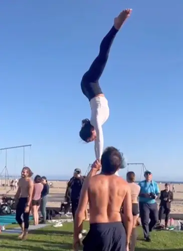 Abby fell while attempting an ambitious acroyoga move in June (KGTV)
