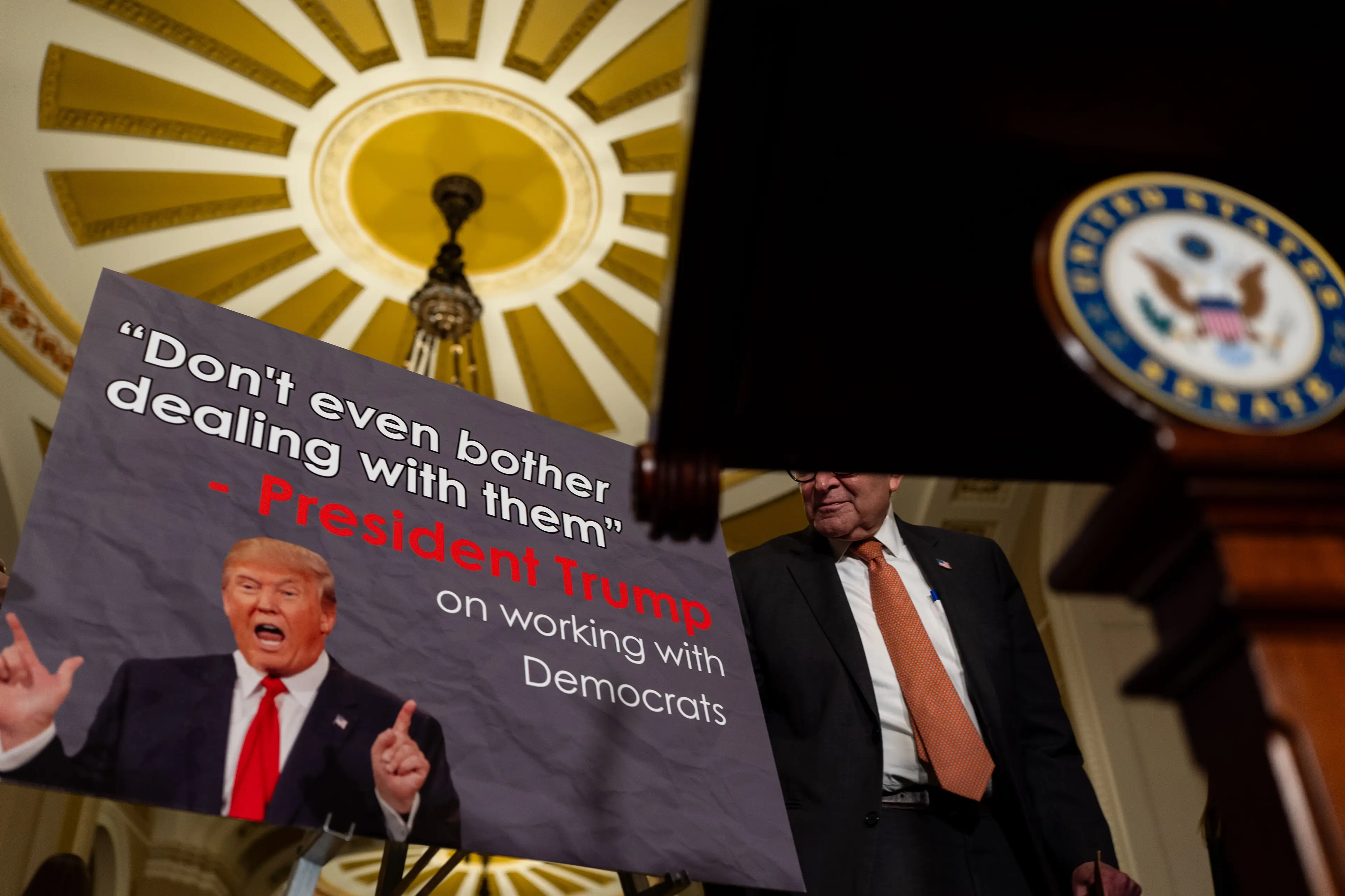 Each party blames the other and has their own suggestion for how to end the shutdown, but they can't do it without each other's votes (Kent Nishimura/Getty Images)